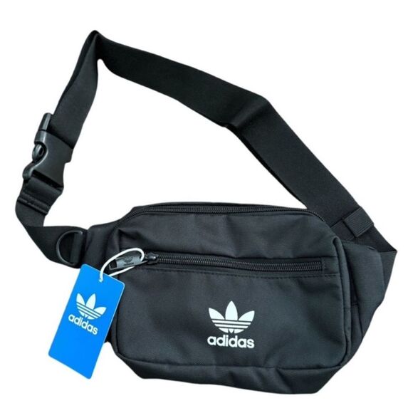 NEW Adidas Originals Black Crossbody Waist Pack OSFA IR1052 Adjustable Strap - Picture 1 of 6